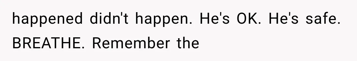 happened didn't happen. He's OK. He's safe. BREATHE. Remember the