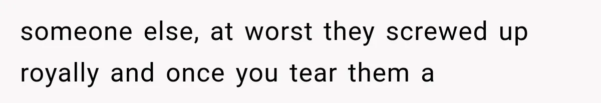 someone else, at worst they screwed up royally and once you tear them a