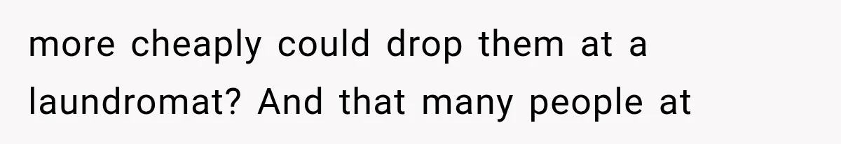 more cheaply could drop them at a laundromat? And that many people at