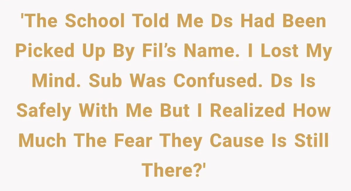 'The school told me DS had been picked up by FIL’s name. I lost my mind. Sub was confused. DS is safely with me but I realized how much the...