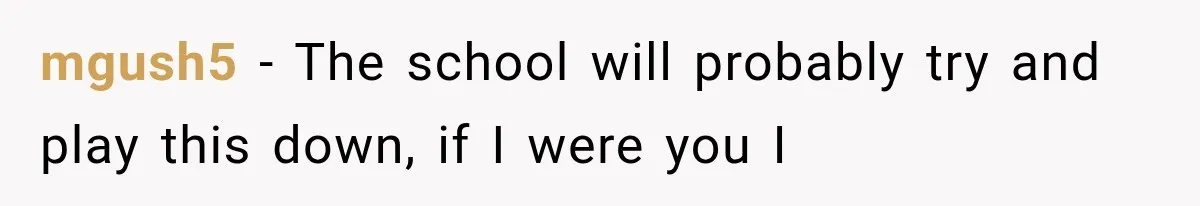 mgush5 − The school will probably try and play this down, if I were you I