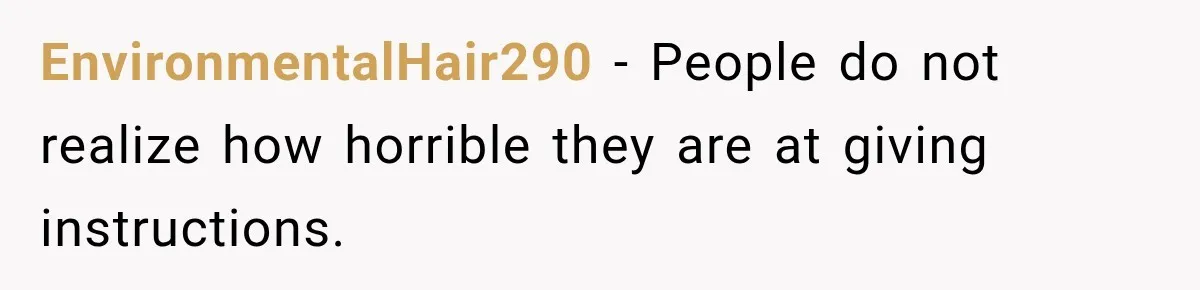 EnvironmentalHair290 − People do not realize how horrible they are at giving instructions.