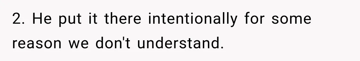 2. He put it there intentionally for some reason we don't understand.