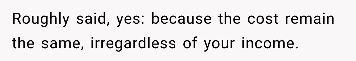 Roughly said, yes: because the cost remain the same, irregardless of your income.