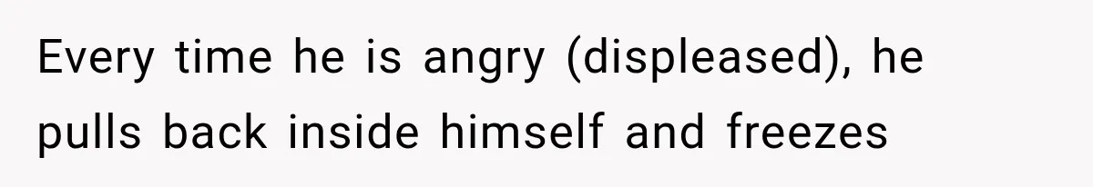 Husband Invades His Wife’s Private Diary, Finds One Ugly Word, and Won’t Let Her Forget It Every time he is angry (displeased), he pulls back inside himself and freezes