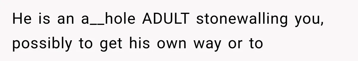 Husband Invades His Wife’s Private Diary, Finds One Ugly Word, and Won’t Let Her Forget It He is an a__hole ADULT stonewalling you, possibly to get his own way or to