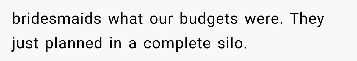 Bridesmaids Get Hit With a $2,800 Bachelorette Bill After Months of Silence, and the Bride Finally Gets Pushback bridesmaids what our budgets were. They just planned in a complete silo.
