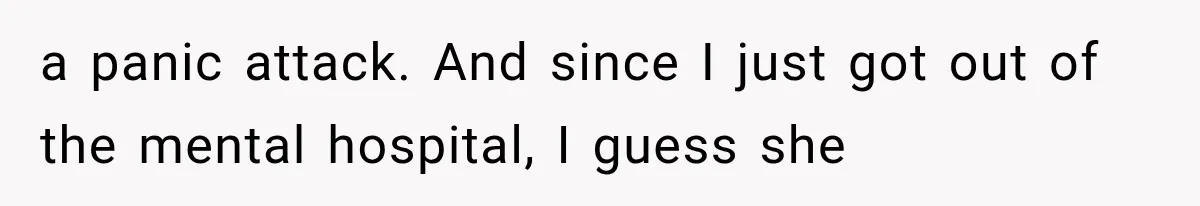 a panic attack. And since I just got out of the mental hospital, I guess she
