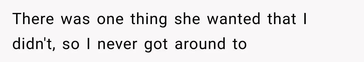 There was one thing she wanted that I didn't, so I never got around to