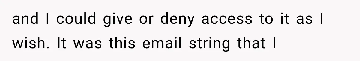 Woman Lets Best Friend Sleep Beside Her After His Cot Breaks, Then Starts Questioning Their Entire Friendship and I could give or deny access to it as I wish. It was this email string that I