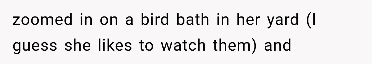 Woman Lets Best Friend Sleep Beside Her After His Cot Breaks, Then Starts Questioning Their Entire Friendship zoomed in on a bird bath in her yard (I guess she likes to watch them) and