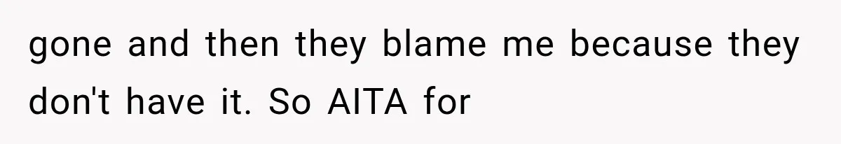 gone and then they blame me because they don't have it. So AITA for