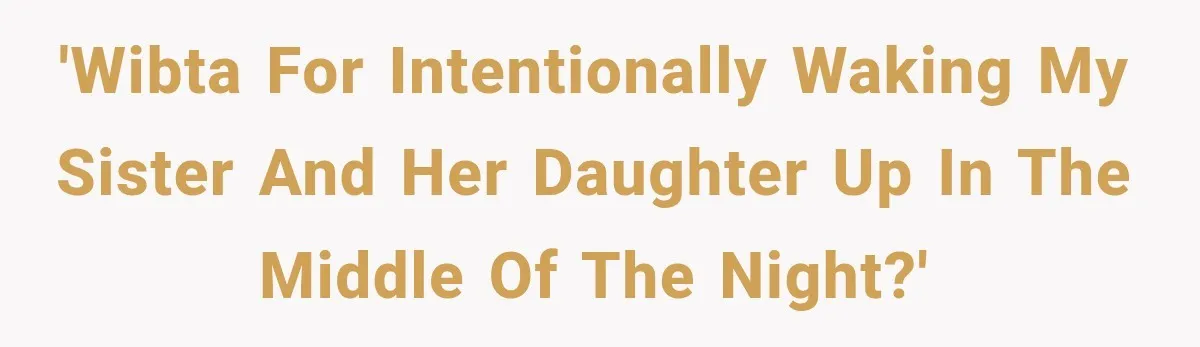 'WIBTA for intentionally waking my sister and her daughter up in the middle of the night?'