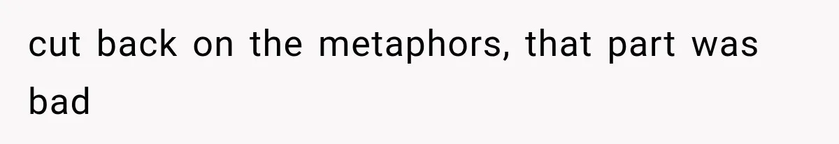 cut back on the metaphors, that part was bad
