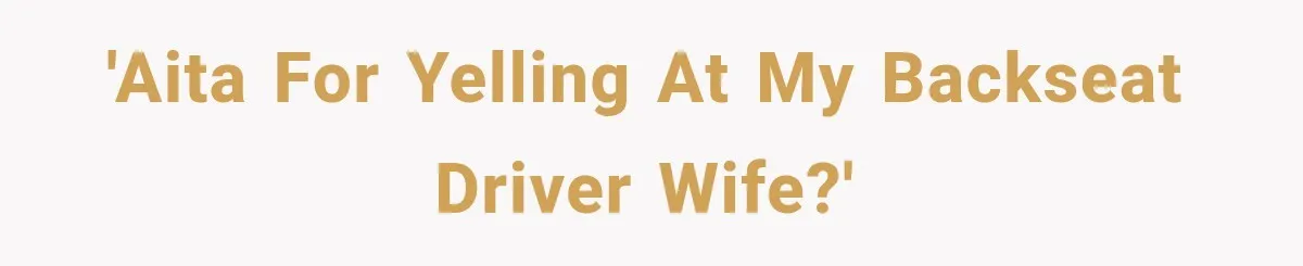 'AITA for yelling at my backseat driver wife?'