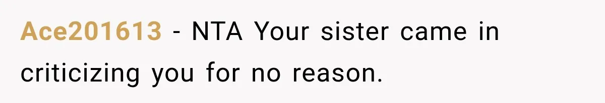 Ace201613 − NTA Your sister came in criticizing you for no reason.